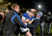 15 February 2014; Jarleth Curley, St Vincent's, celebrates with fans after the game. AIB GAA Football All-Ireland Senior Club Championship, Semi-Final, St Vincent's, Dublin v Ballinderry, Derry. Páirc Esler, Newry, Co. Down. Picture credit: Oliver McVeigh / SPORTSFILE