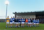 15 February 2014; The St Vincent's team stand for the National Anthem. AIB GAA Football All-Ireland Senior Club Championship, Semi-Final, St Vincent's, Dublin v Ballinderry, Derry. Páirc Esler, Newry, Co. Down. Picture credit: Oliver McVeigh / SPORTSFILE
