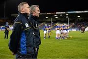15 February 2014; Tipperary manager Eamon O'Shea, left, and assistant manager Michael Ryan stand for the National Anthem before the game. Allianz Hurling League, Division 1A, Round 1, Tipperary v Waterford, Semple Stadium, Thurles, Co. Tipperary. Picture credit: Brendan Moran / SPORTSFILE