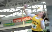 15 February 2014; Laura McSweeney, Bandon A.C., Cork, competes in the Women's Shot Putt event. Woodie’s DIY National Senior Indoor Track and Field Championships, Athlone Institute of Technology International Arena, Athlone, Co. Westmeath. Picture credit: Stephen McCarthy / SPORTSFILE