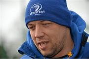 16 February 2014; Leinster forwards coach Jono Gibbes speaks to the media ahead of their Celtic League 2013/14, Round 15 game against Cardiff on Thursday. Leinster Rugby Squad Training and Media Briefing, UCD, Belfield, Dublin. Picture credit: Pat Murphy / SPORTSFILE