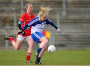 16 February 2014; Ciara McAnespie, Monaghan, scores the first goal of the game against Cork. Tesco Ladies National Football League, Round 3, Cork v Monaghan, Mallow GAA Grounds, Mallow, Co. Cork. Picture credit: Matt Browne / SPORTSFILE