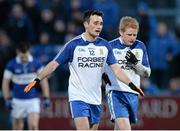 15 February 2014; A disappointed Dermot McGuckin, left, and Coilin Devlin, Ballinderry, after the game. AIB GAA Football All-Ireland Senior Club Championship, Semi-Final, St Vincent's, Dublin v Ballinderry, Derry. Páirc Esler, Newry, Co. Down. Picture credit: Oliver McVeigh / SPORTSFILE