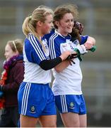 16 February 2014; Monaghan players Caoimhe Mohan, left, and Muireann Atkinson after the game against Cork. Tesco Ladies National Football League, Round 3, Cork v Monaghan, Mallow GAA Grounds, Mallow, Co. Cork. Picture credit: Matt Browne / SPORTSFILE