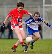 16 February 2014; Ciara O'Sullivan, Cork, in action against Sharon Courtney, Monaghan. Tesco Ladies National Football League, Round 3, Cork v Monaghan, Mallow GAA Grounds, Mallow, Co. Cork. Picture credit: Matt Browne / SPORTSFILE