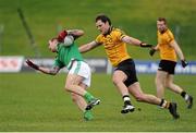 16 February 2014; Paddy Keenan, Leinster, in action against Michael Murphy, Ulster. M Donnelly Interprovincial Football Championship, Semi-Final, Leinster v Ulster, Páirc Táilteann, Navan, Co. Meath. Picture credit: Piaras Ó Mídheach / SPORTSFILE