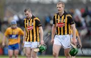 16 February 2014; Kilkenny's Henry Shefflin, right, and Joey Holden leave the pitch after defeat to Clare. Allianz Hurling League, Division 1A, Round 1, Clare v Kilkenny, Cusack Park, Ennis, Co. Clare. Picture credit: Diarmuid Greene / SPORTSFILE