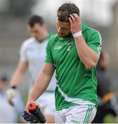 16 February 2014; Philly McMahon, Leinster, reacts after defeat to Ulster. M Donnelly Interprovincial Football Championship, Semi-Final, Leinster v Ulster, Páirc Táilteann, Navan, Co. Meath. Picture credit: Piaras Ó Mídheach / SPORTSFILE