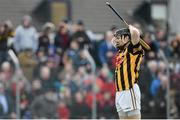 16 February 2014; John Joe Farrell, Kilkenny, reacts after missing a goal-scoring opportunity. Allianz Hurling League, Division 1A, Round 1, Clare v Kilkenny, Cusack Park, Ennis, Co. Clare. Picture credit: Diarmuid Greene / SPORTSFILE
