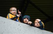 16 February 2014; Young Clare supporters watch the game. Allianz Hurling League, Division 1A, Round 1, Clare v Kilkenny, Cusack Park, Ennis, Co. Clare. Picture credit: Diarmuid Greene / SPORTSFILE
