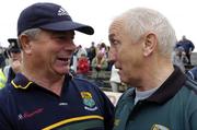 3 July 2005; Dessie Dolan, Leitrim manager, in conversation with Meath manager Sean Boylan, right, after the game. Bank of Ireland All-Ireland Senior Football Championship Qualifier, Round 2, Leitrim v Meath, Sean McDiarmuid Park, Carrick-on-Shannon, Co. Leitrim. Picture credit; Ray McManus / SPORTSFILE