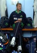 5 July 2005; Ireland coach Adrian Birrell waits in the dressing room for the rain to stop. ICC Trophy, Group A, Ireland v USA, Warringstown, Co. Down. Picture credit; Damien Eagers / SPORTSFILE