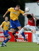 8 July 2005; Colin Hawkins, Shelbourne, in action against Robbie Doyle, St. Patrick's Athletic. eircom League, Premier Division, St. Patrick's Athletic v Shelbourne, Richmond Park, Dublin. Picture credit; David Maher / SPORTSFILE