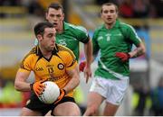 16 February 2014; Eugene Keating, Ulster, in action against John O Loughlin, 25, and Paddy Keenan, Leinster. M Donnelly Interprovincial Football Championship, Semi-Final, Leinster v Ulster, Páirc Táilteann, Navan, Co. Meath. Picture credit: Piaras Ó Mídheach / SPORTSFILE