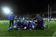 14 February 2014; Leinster players practice their scrummaging before the game. Celtic League 2013/14 Round 14, Leinster v Newport Gwent Dragons, RDS, Ballsbridge, Dublin. Picture credit: Piaras Ó Mídheach / SPORTSFILE
