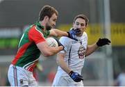 2 February 2014; Jason Gibbons, Mayo, in action against Gary White, Kildare. Allianz Football League, Division 1, Round 1, Kildare v Mayo, St Conleth's Park, Newbridge, Co. Kildare. Picture credit: Piaras Ó Mídheach / SPORTSFILE