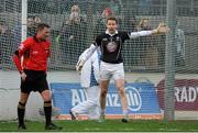 2 February 2014; Shane Connolly, Kildare, remonstrates with referee Rory Hickey. Allianz Football League, Division 1, Round 1, Kildare v Mayo, St Conleth's Park, Newbridge, Co. Kildare. Picture credit: Piaras Ó Mídheach / SPORTSFILE