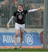 2 February 2014; Shane Connolly, Kildare, remonstrates with referee Rory Hickey, not pictured. Allianz Football League, Division 1, Round 1, Kildare v Mayo, St Conleth's Park, Newbridge, Co. Kildare. Picture credit: Piaras Ó Mídheach / SPORTSFILE