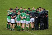 16 February 2014; The Leinster squad in a huddle before the game. M Donnelly Interprovincial Football Championship, Semi-Final, Leinster v Ulster, Páirc Táilteann, Navan, Co. Meath. Picture credit: Piaras Ó Mídheach / SPORTSFILE
