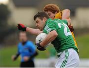 16 February 2014; Kevin McManamon, Leinster, in action against Peter Harte, Ulster. M Donnelly Interprovincial Football Championship, Semi-Final, Leinster v Ulster, Páirc Táilteann, Navan, Co. Meath. Picture credit: Piaras Ó Mídheach / SPORTSFILE