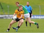 16 February 2014; Kieran Hughes, Ulster, in action against Paul Cribbin, Leinster. M Donnelly Interprovincial Football Championship, Semi-Final, Leinster v Ulster, Páirc Táilteann, Navan, Co. Meath. Picture credit: Piaras Ó Mídheach / SPORTSFILE