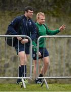 18 February 2014; Ireland players Robbie Henshaw, left, and Luke Marshall arrive for squad training ahead of their RBS Six Nations Rugby Championship match against England on Saturday. Ireland Rugby Squad Training, Carton House, Maynooth, Co. Kildare. Picture credit: Brendan Moran / SPORTSFILE