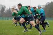 18 February 2014; Ireland's Cian Healy in action during squad training ahead of their RBS Six Nations Rugby Championship match against England on Saturday. Ireland Rugby Squad Training, Carton House, Maynooth, Co. Kildare. Picture credit: Brendan Moran / SPORTSFILE