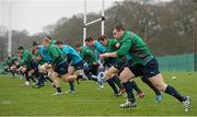 18 February 2014; Ireland's Cian Healy, right, in action during squad training ahead of their RBS Six Nations Rugby Championship match against England on Saturday. Ireland Rugby Squad Training, Carton House, Maynooth, Co. Kildare. Picture credit: Brendan Moran / SPORTSFILE