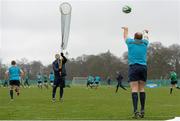 18 February 2014; Ireland hooker Rory Best practices his lineout throwing with forwards coach John Plumtree during squad training ahead of their RBS Six Nations Rugby Championship match against England on Saturday. Ireland Rugby Squad Training, Carton House, Maynooth, Co. Kildare. Picture credit: Brendan Moran / SPORTSFILE