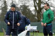 18 February 2014; Ireland head coach Joe Schmidt speaking with Dave Kearney during squad training ahead of their RBS Six Nations Rugby Championship match against England on Saturday. Ireland Rugby Squad Training, Carton House, Maynooth, Co. Kildare. Picture credit: Brendan Moran / SPORTSFILE