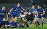 14 February 2014; Jordi Murphy, Leinster, supported by team-mates, from left, Shane Jennings, Mike McCarthy, Leo Cullen, Sean Cronin and Rhys Ruddock, is tackled by Francisco Chapparo, Newport Gwent Dragons. Celtic League 2013/14 Round 14, Leinster v Newport Gwent Dragons, RDS, Ballsbridge, Dublin. Picture credit: Piaras Ó Mídheach / SPORTSFILE