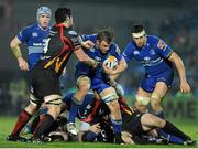 14 February 2014; Jordi Murphy, Leinster, in action against Cory Hill, Newport Gwent Dragons. Celtic League 2013/14 Round 14, Leinster v Newport Gwent Dragons, RDS, Ballsbridge, Dublin. Picture credit: Piaras Ó Mídheach / SPORTSFILE