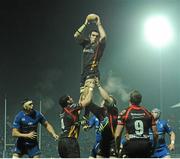 14 February 2014; Roberto Sildoli, Newport Gwent Dragons, wins possession in the lineout. Celtic League 2013/14 Round 14, Leinster v Newport Gwent Dragons, RDS, Ballsbridge, Dublin. Picture credit: Piaras Ó Mídheach / SPORTSFILE