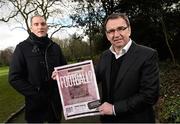 18 February 2014; Pat Fenlon, former Hibernian FC manager, with Richie Sadlier, RTE pundit and former Republic of Ireland international, left, in attendance at a Brendan McKenna Memorial Award SWAI media event. Merrion Square, Dublin. Picture credit: David Maher / SPORTSFILE