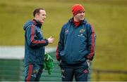 19 February 2014; Munster forwards coach Anthony Foley, right, and skills coach Ian Costello during squad training ahead of their Celtic League 2013/14, Round 15, match against Ospreys on Sunday. Munster Rugby Squad Training, University of Limerick, Limerick. Picture credit: Diarmuid Greene / SPORTSFILE