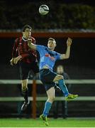 18 February 2014; Ross Kenny, IT Carlow, in action against Cillian Morrison, University College Dublin. UMBRO CUFL Premier Division Final, IT Carlow v University College Dublin, Frank Cooke Park, Tolka Rovers FC, Dublin. Picture credit: Pat Murphy / SPORTSFILE