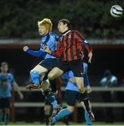 18 February 2014; Conor Cannon, University College Dublin, in action against Ross Kenny, IT Carlow. UMBRO CUFL Premier Division Final, IT Carlow v University College Dublin, Frank Cooke Park, Tolka Rovers FC, Dublin. Picture credit: Pat Murphy / SPORTSFILE