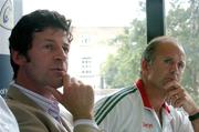 6 July 2005; John Maughan, right, Mayo manager, and Peter Forde, Galway manager, during a press conference ahead of this weekend's Bank of Ireland Connacht and Ulster Provincial Senior Football Championship Finals. Bank of Ireland Head Office, Lower Baggot Street, Dublin. Picture credit; David Maher / SPORTSFILE