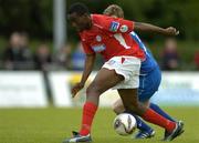 24 June 2005; Joseph Ndo, Shelbourne, in action against Steve Yelverton, Waterford United. eircom League, Premier Division, Waterford United v Shelbourne, Waterford RSC, Waterford. Picture credit; Matt Browne / SPORTSFILE