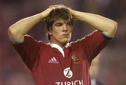 9 July 2005; A dejected Donnacha O'Callaghan, British and Irish Lions, after the final whistle. British and Irish Lions Tour to New Zealand 2005, 3rd Test, New Zealand v British and Irish Lions, Eden Park, Auckland, New Zealand. Picture credit; Brendan Moran / SPORTSFILE