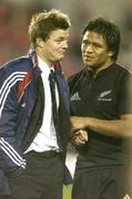 9 July 2005; Keven Mealamu, New Zealand, has a word with British and Irish Lions tour captain Brian O'Driscoll after the game. British and Irish Lions Tour to New Zealand 2005, 3rd Test, New Zealand v British and Irish Lions, Eden Park, Auckland, New Zealand. Picture credit; Brendan Moran / SPORTSFILE
