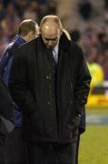 9 July 2005; A dejected British and Irish Lions head coach Sir Clive Woodward after the final whistle. British and Irish Lions Tour to New Zealand 2005, 3rd Test, New Zealand v British and Irish Lions, Eden Park, Auckland, New Zealand. Picture credit; Brendan Moran / SPORTSFILE