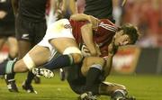 9 July 2005; Donnacha O'Callaghan, British and Irish Lions, is tackled short of the try line. British and Irish Lions Tour to New Zealand 2005, 3rd Test, New Zealand v British and Irish Lions, Eden Park, Auckland, New Zealand. Picture credit; Brendan Moran / SPORTSFILE