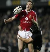 9 July 2005; Will Greenwood, British and Irish Lions, loses possession after being tackled by Marty Holah, New Zealand. British and Irish Lions Tour to New Zealand 2005, 3rd Test, New Zealand v British and Irish Lions, Eden Park, Auckland, New Zealand. Picture credit; Brendan Moran / SPORTSFILE