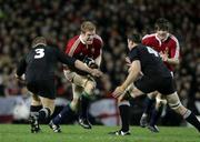 9 July 2005; Paul O'Connell, British and Irish Lions, in action against Greg Somerville (3) and Chris Jack, New Zealand. British and Irish Lions Tour to New Zealand 2005, 3rd Test, New Zealand v British and Irish Lions, Eden Park, Auckland, New Zealand. Picture credit; Brendan Moran / SPORTSFILE