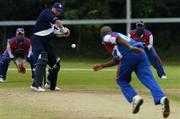 9 July 2005; Gavin Hamilton, Scotland, in action during the 28th over against Bermuda bowler Denis Archer. ICC Trophy Semi-Final, Scotland v Bermuda, The Hills, Milverton, Skerries, Co. Dublin. Picture credit; David Maher / SPORTSFILE