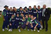 9 July 2005; The Ireland team celebrate after victory over Canada. ICC Trophy Semi-Final, Ireland v Canada, Castle Avenue, Clontarf, Dublin. Picture credit; Brian Lawless / SPORTSFILE