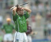 9 July 2005; Limericks Patrick Kirby holds his hands on his head after his side missed a goal chance. Guinness All-Ireland Senior Hurling Championship Qualifier, Round 3, Limerick v Galway, Gaelic Grounds, Limerick. Picture credit; Damien Eagers / SPORTSFILE