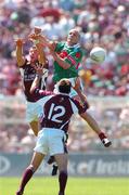 10 July 2005; Shane Fitzmaurice, Mayo, in action against Niall Coleman, left, and Matthew Clancy, Galway. Bank of Ireland Connacht Senior Football Championship Final, Galway v Mayo, Pearse Stadium, Galway. Picture credit; David Maher / SPORTSFILE
