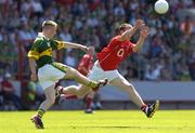 10 July 2005; Gavin Duffy, Kerry, is tackled by Denis Crowley, Cork. Munster Minor Football Championship Final, Cork v Kerry, Pairc Ui Chaoimh, Cork. Picture credit; Matt Browne / SPORTSFILE